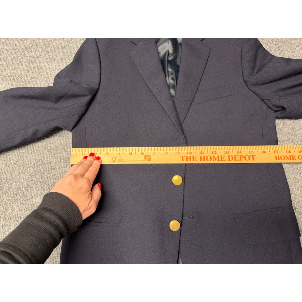 Lands End Boys Navy Blue Wool Blend Blazer Kids coat Size 14 School Uniform - Picture 7 of 8
